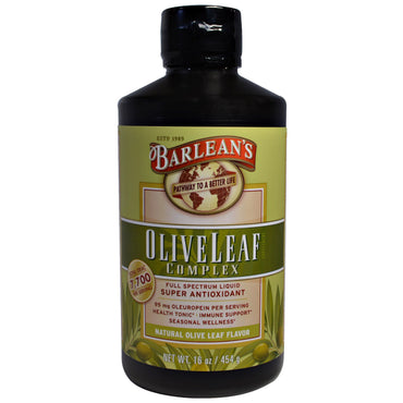 Barlean's, Complejo de hoja de olivo, sabor natural de hoja de olivo, 16 oz (454 g)