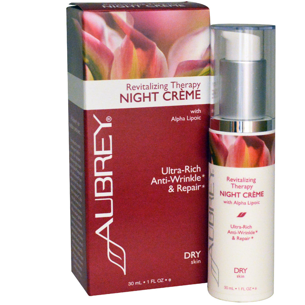Aubrey s, Revitalizing Therapy Night Cream, Tør hud, 1 fl oz (30 ml)