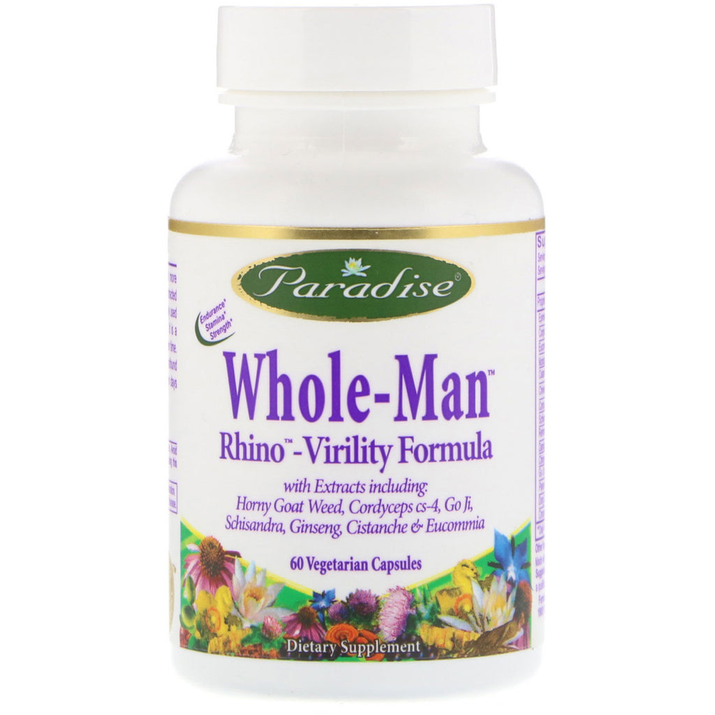 Paradise Herbs, Whole-Man, Formule Rhino-Virilité, 60 Capsules Végétariennes