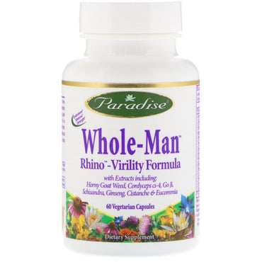 Paradise Herbs, Whole-Man, Fórmula de rinovirilidad, 60 cápsulas vegetarianas