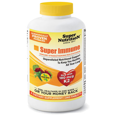 Super Nutrition, Super Immune, multivitamina que fortalece el sistema inmunológico, 240 tabletas