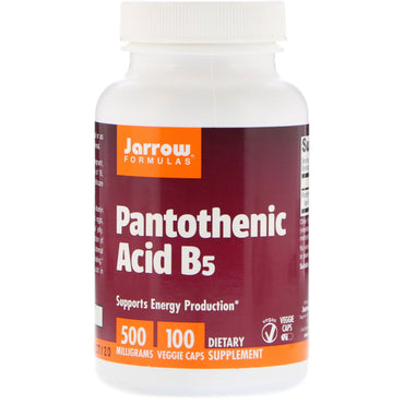 Jarrow Formulas, Acide pantothénique B5, 500 mg, 100 gélules végétales