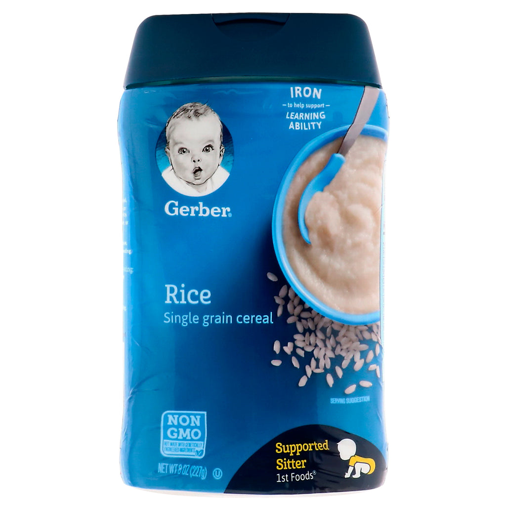 Cereal de arroz Gerber de grão único 227 g (8 onças)