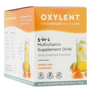 Vitalah, Oxylent, bebida complementaria multivitamínica, mandarina espumosa, 30 paquetes, 6,4 g (0,23 oz) cada uno