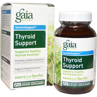 Ervas de Gaia, suporte para tireóide, 60 fitocápsulas líquidas vegetarianas