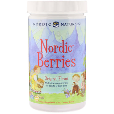 Naturals nórdicos, frutas nórdicas, gomas multivitamínicas, sabor original, 200 frutas gomosas