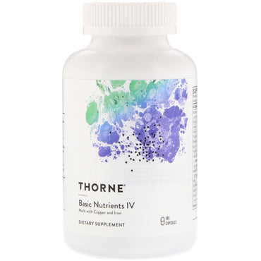 Thorne Research, רכיבי תזונה בסיסיים IV מולטי עם נחושת וברזל, 180 כמוסות
