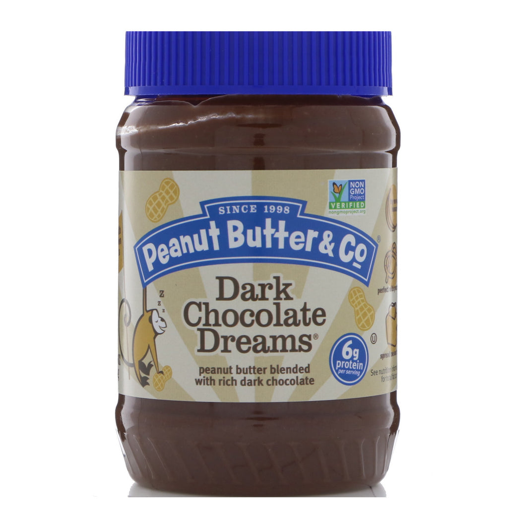 Peanut Butter & Co., زبدة الفول السوداني الممزوجة بالشوكولاتة الداكنة الغنية، أحلام الشوكولاتة الداكنة، 16 أونصة (454 جم)