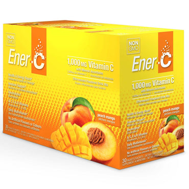 Ener-C, 비타민 C, 발포성 분말 음료 믹스, 복숭아 망고, 30 패킷, 10.2 oz (289.2 g)