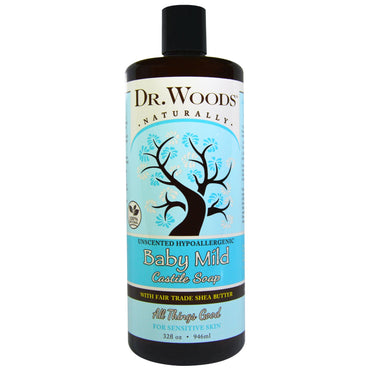 Dr. Woods Baby Mild Castile Soap med Fair Trade Sheasmør uparfymert 32 fl oz (946 ml)