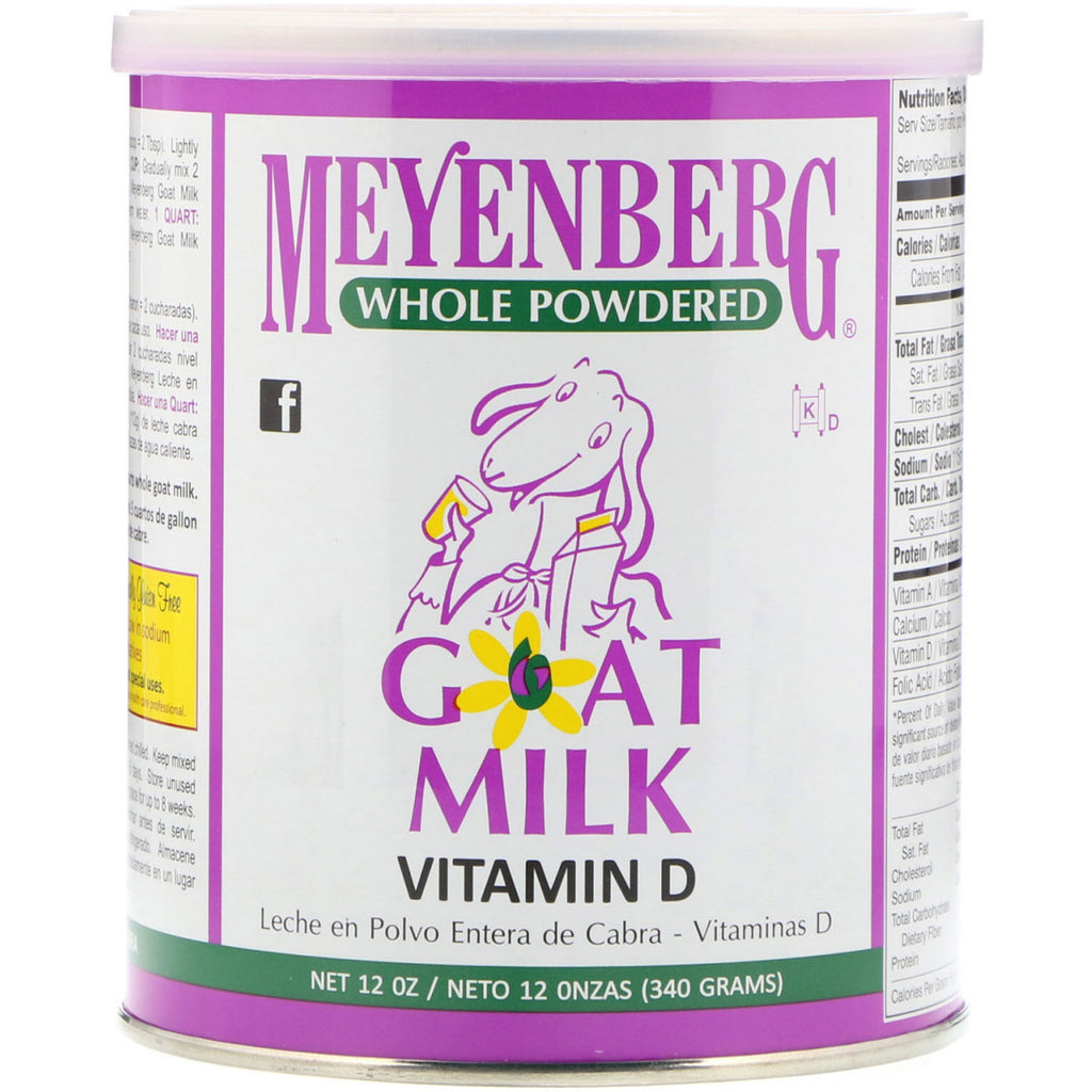Meyenberg geitemelk, full pulverisert geitemelk, vitamin D, 12 oz (340 g)