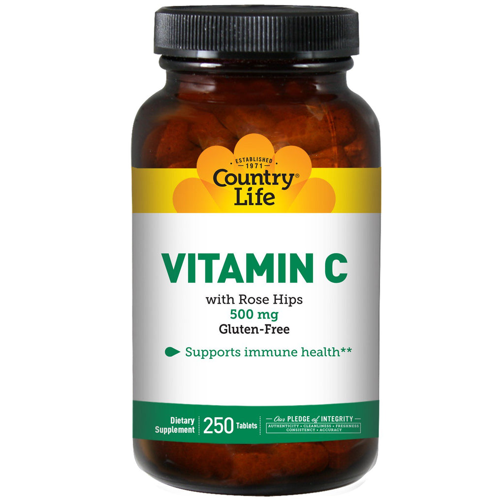 Country Life, vitamin C, 500 mg, 250 tabletter
