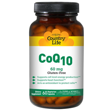 Country Life, CoQ10, 60 มก., 60 แคปผัก