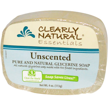 ברור טבעי, חיוני, סבון גליצרין טהור וטבעי, ללא ריח, 4 אונקיות (113 גרם)