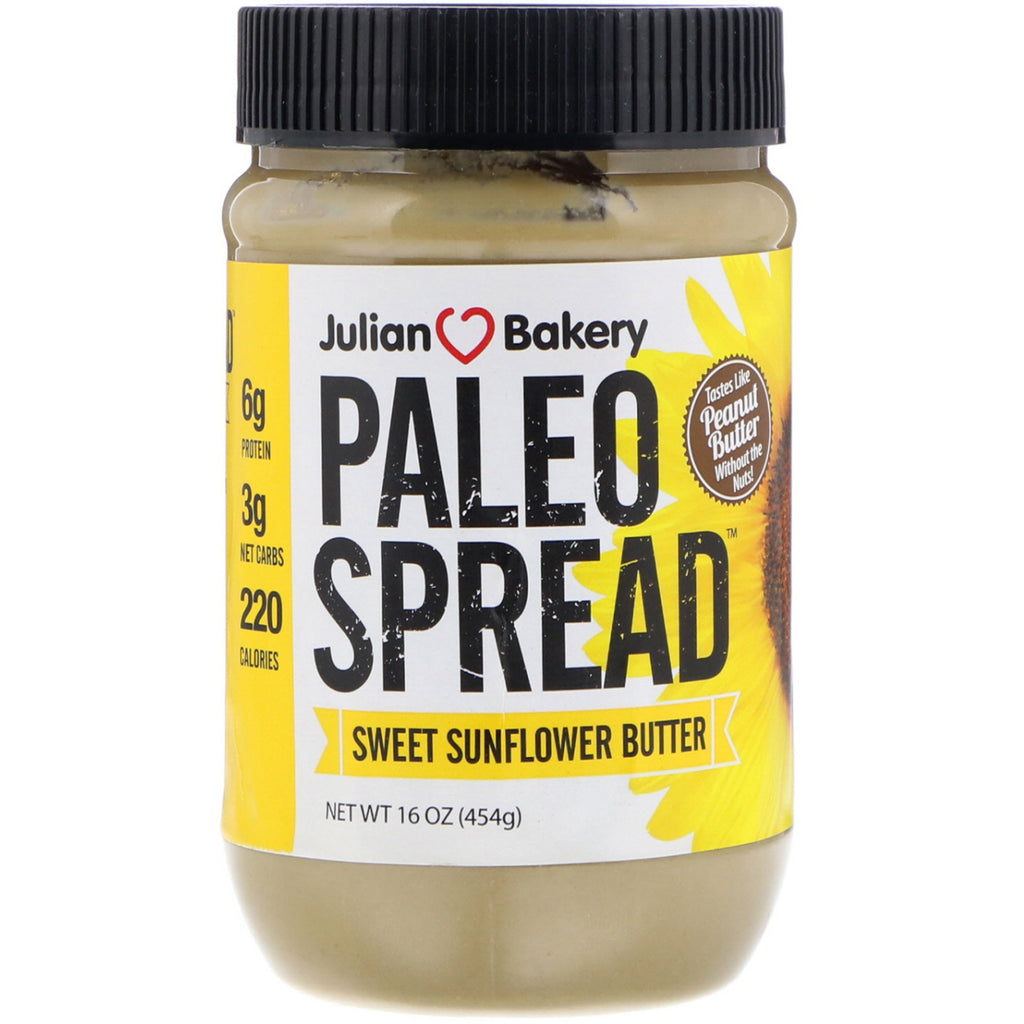 Julian Bakery, Crema Paleo, Mantequilla de Girasol Dulce, 16 oz (454 g)
