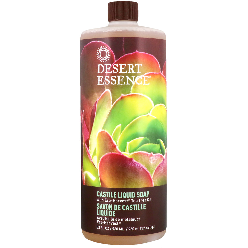 Desert Essence, Savon liquide de Castille à l'huile d'arbre à thé éco-récoltée, 32 fl oz (960 ml)