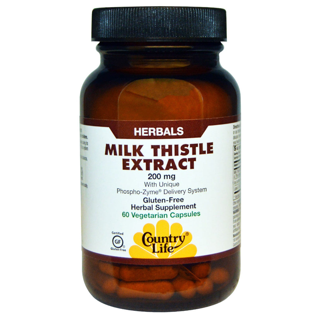 Country Life, Milk Thistle Extract, 200 มก., 60 แคปผัก