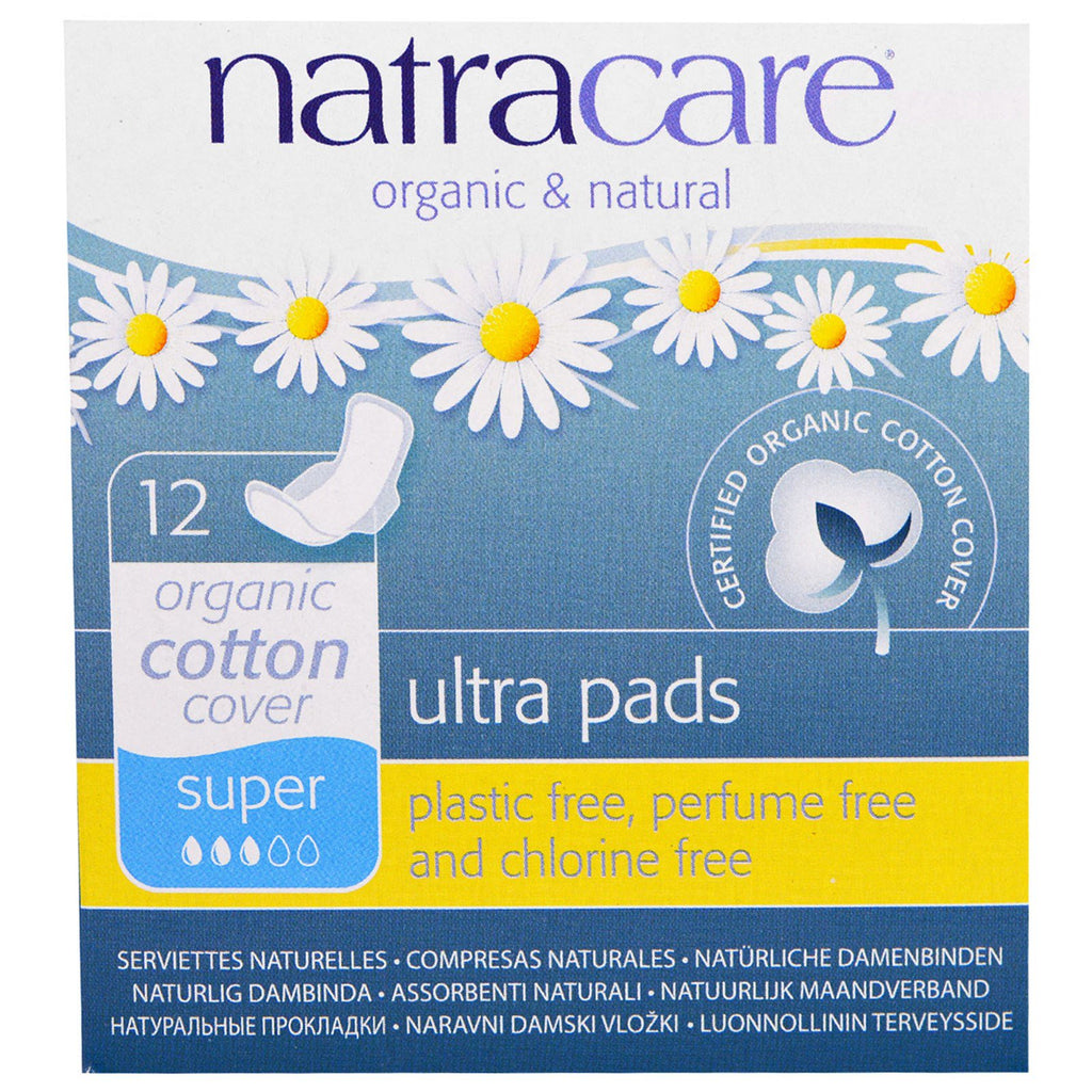 Natracare, Ultra Pads,  Cotton Cover, Super, 12 Pads