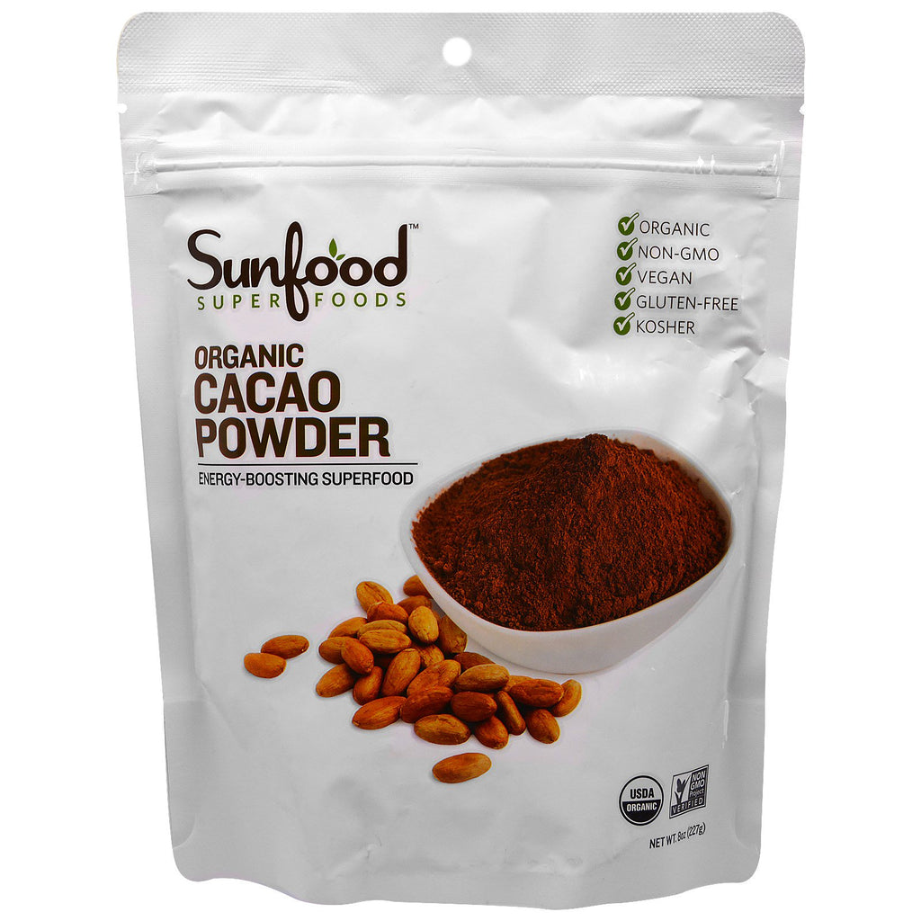 Sunfood, pudră de cacao, 8 oz (227 g)