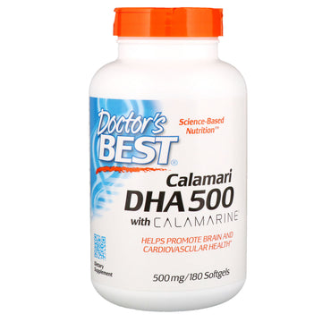 Doctor's Best, DHA 500, din Calamari, 500 mg, 180 capsule moi