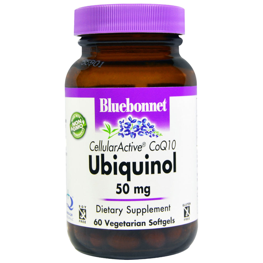 Bluebonnet Nutrition, Ubichinol, CoQ10 activ celular, 50 mg, 60 capsule moi vegetale