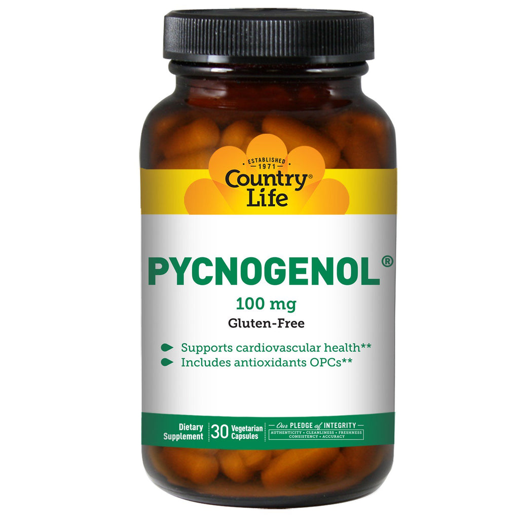 Country Life, ピクノジェノール、100 mg、植物性カプセル 30 粒