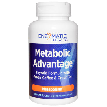 Enzymatische therapie, metabolisch voordeel, schildklierformule met groene koffie en groene thee, metabolisme, 180 capsules