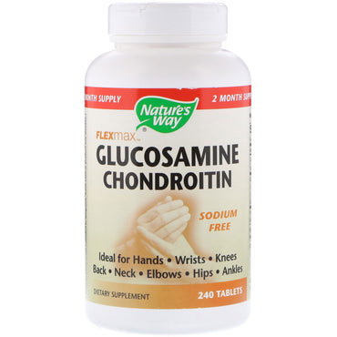 Nature's Way, FlexMax, Glucosamin Chondroitin, Natriumfri, 240 tabletter