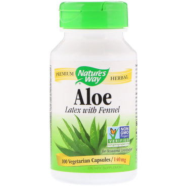 Nature's Way, Aloë, Latex met Venkel, 140 mg, 100 Vegetarische capsules