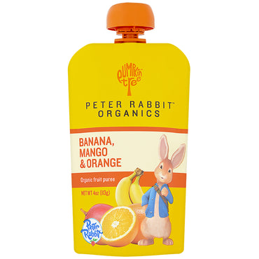 Petiscos de abóbora, purê de frutas de Peter Rabbit, banana, manga e laranja 113 g (4 oz)