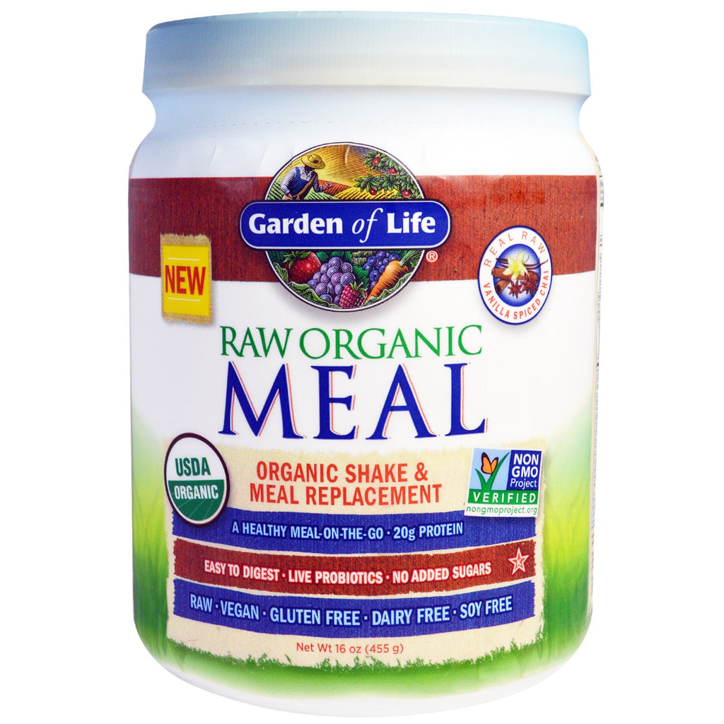 Garden of Life, RAW Meal, Shake og Meal Replacement, Vaniljekrydret Chai, 16 oz (455 g)