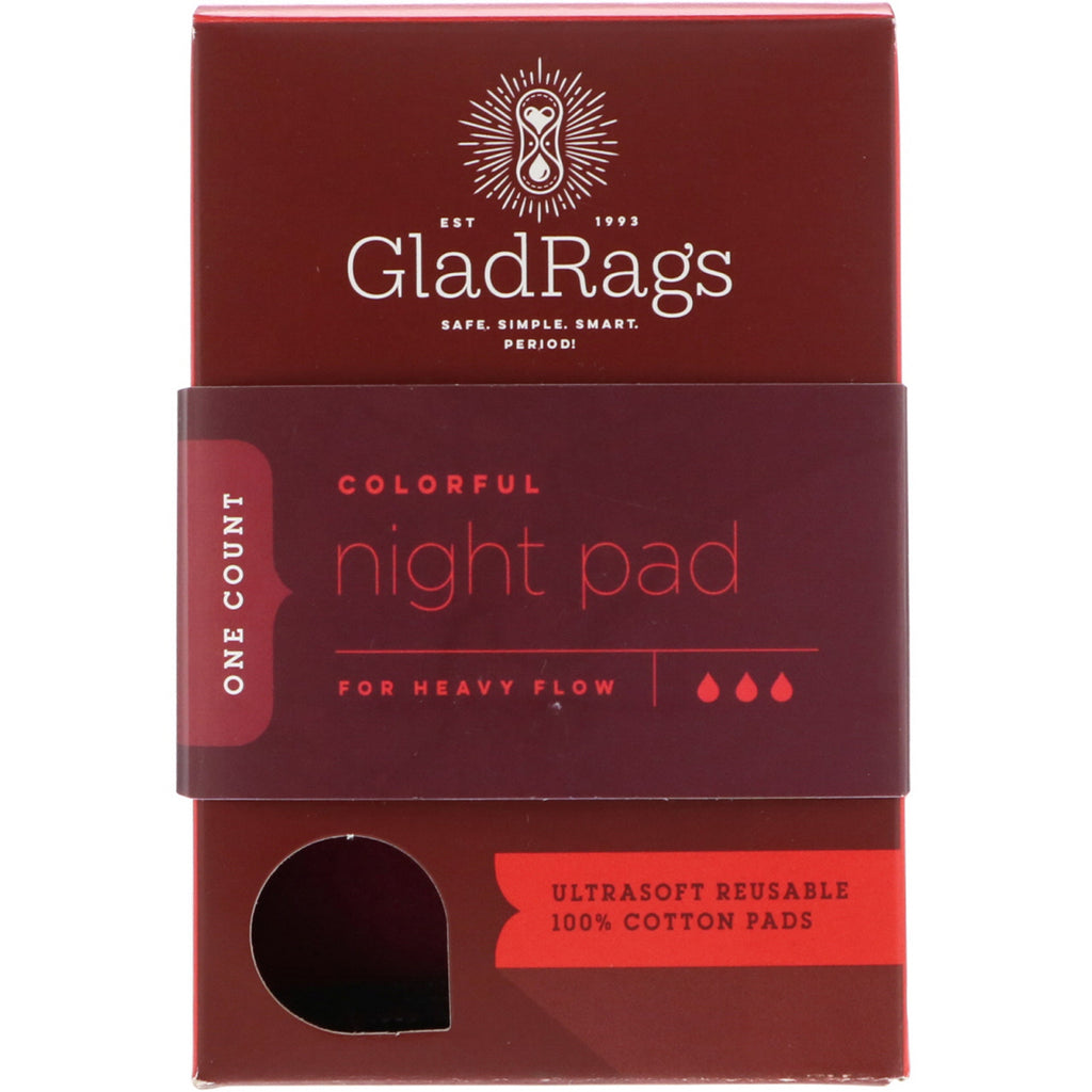 GladRags, Colorful Day Pad, reutilizable, para flujo moderado, paquete de 3