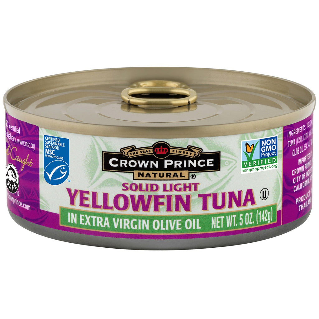 Crown Prince Natural, tonno pinna gialla, solido leggero, in olio extravergine di oliva, 5 oz (142 g)