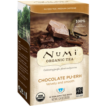 Numi Tea, Chá, Chá Puâ€¢Erh, Chocolate Puâ€¢Erh, 16 Saquinhos de Chá, 35,2 g (1,24 oz)
