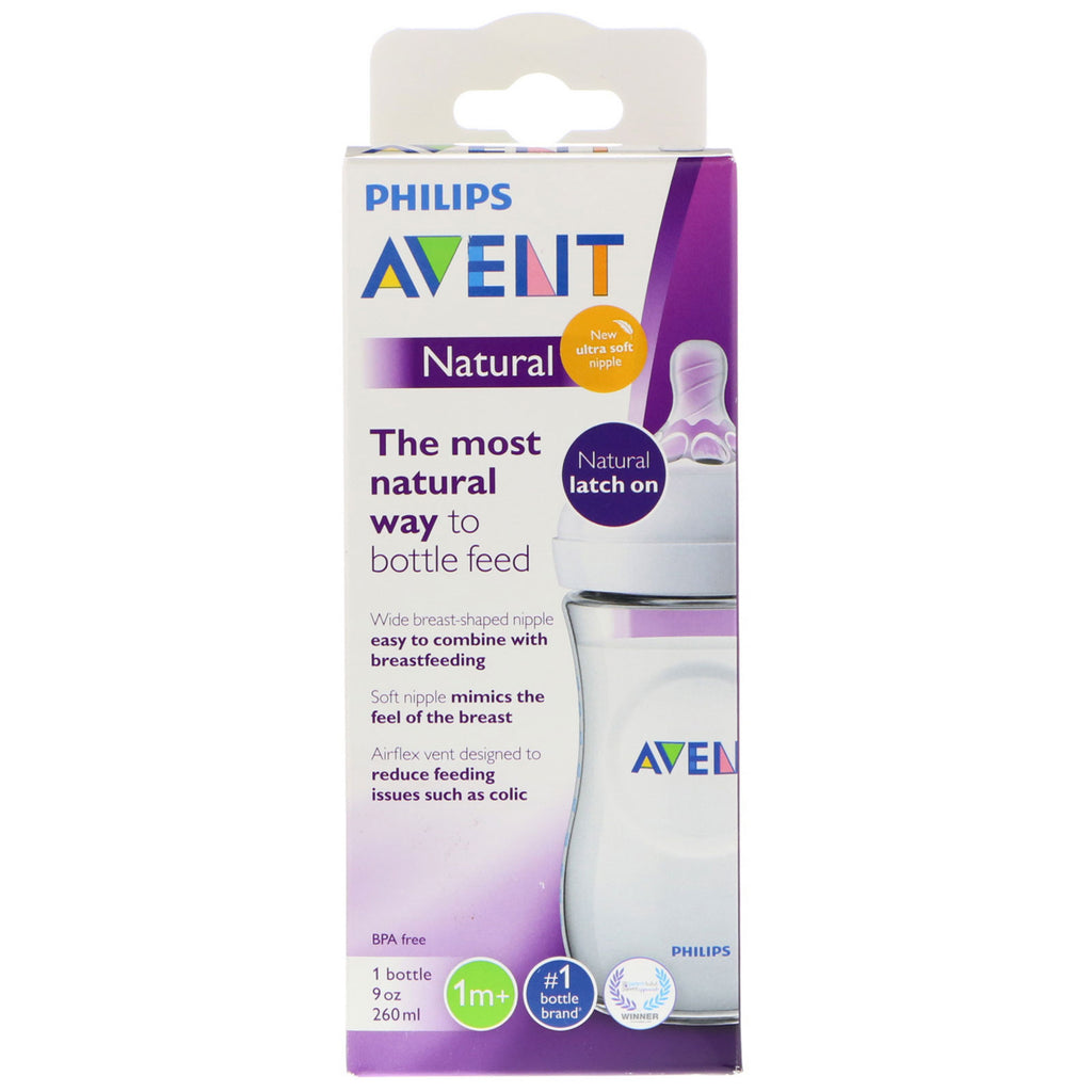 Philips Avent, Natural Latch On Bottle, 1 + Months, 1 Bottle, 9 oz (260 ml)