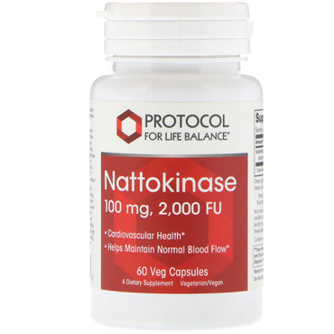 Protocol for Life Balance, Nattokinase، 100 مجم، 60 كبسولة نباتية