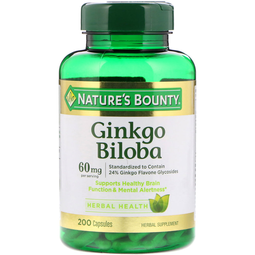 Nature's Bounty, Ginkgo Biloba, 60 mg, 200 kapslar