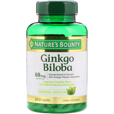 Nature's Bounty, Ginkgo Biloba, 60 mg, 200 kapsler