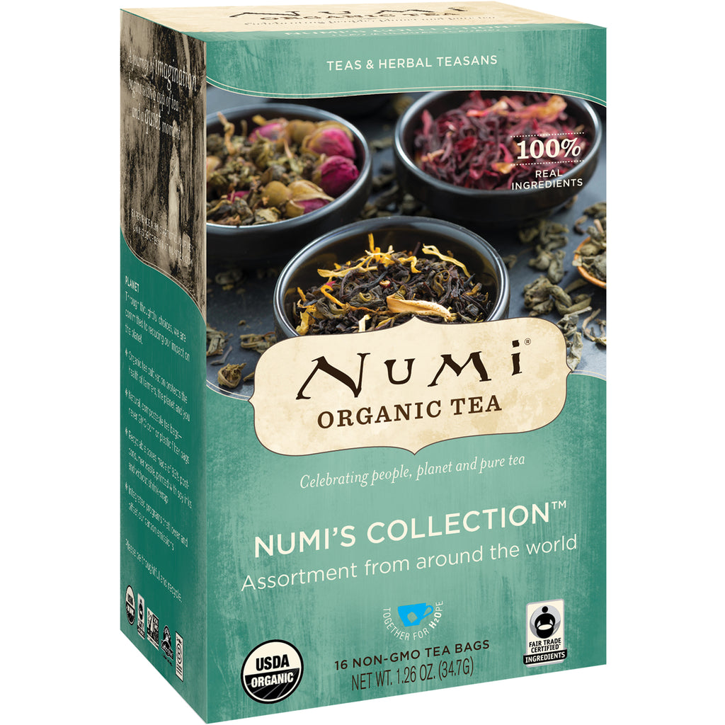 Ceai Numi, ceai, ceaiuri și ceainice din plante, colecția Numi, 16 pliculețe de ceai fără OMG, 1,26 oz (34,7 g)