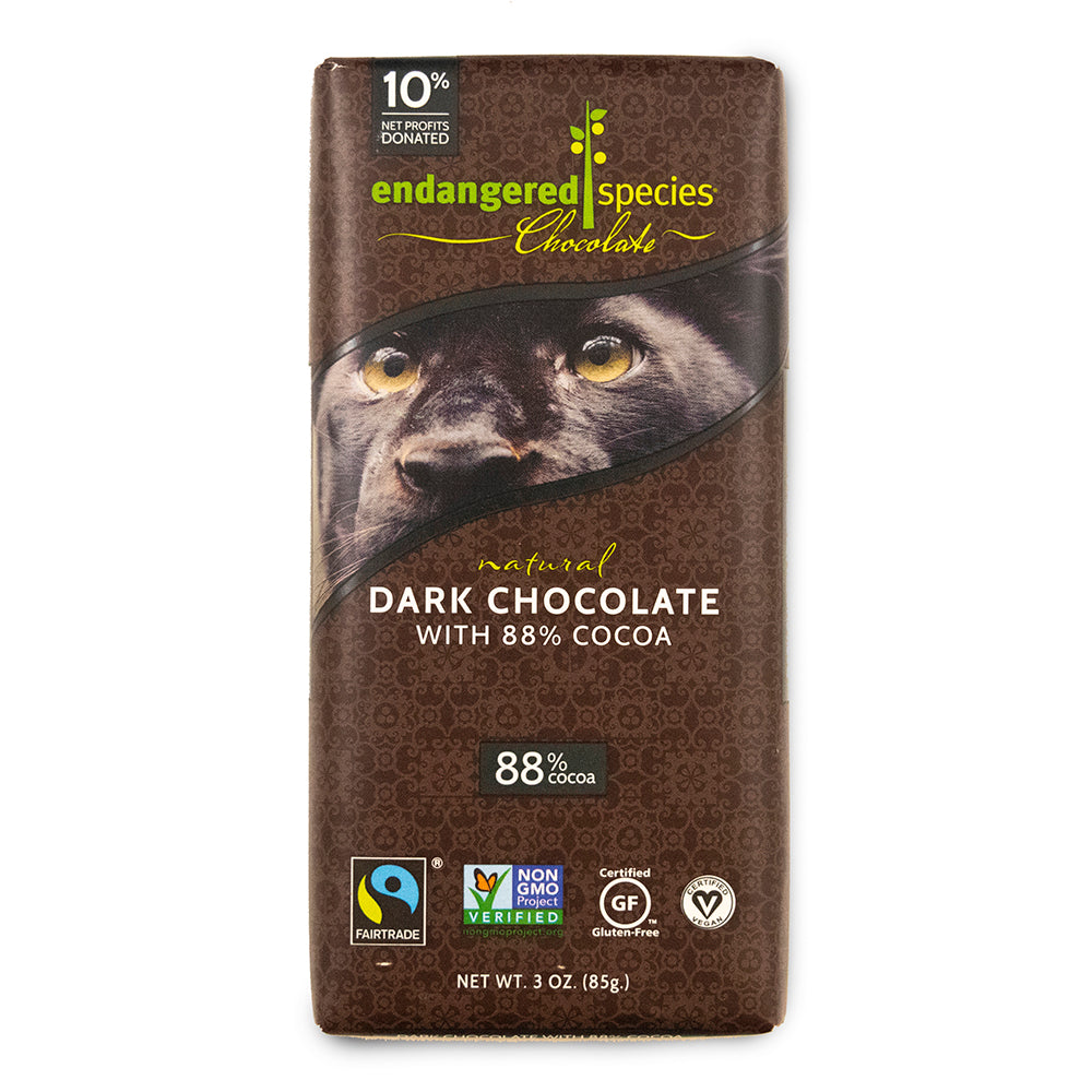 Chocolate de especies en peligro de extinción, chocolate amargo natural con 88 % de cacao, 3 oz (85 g)