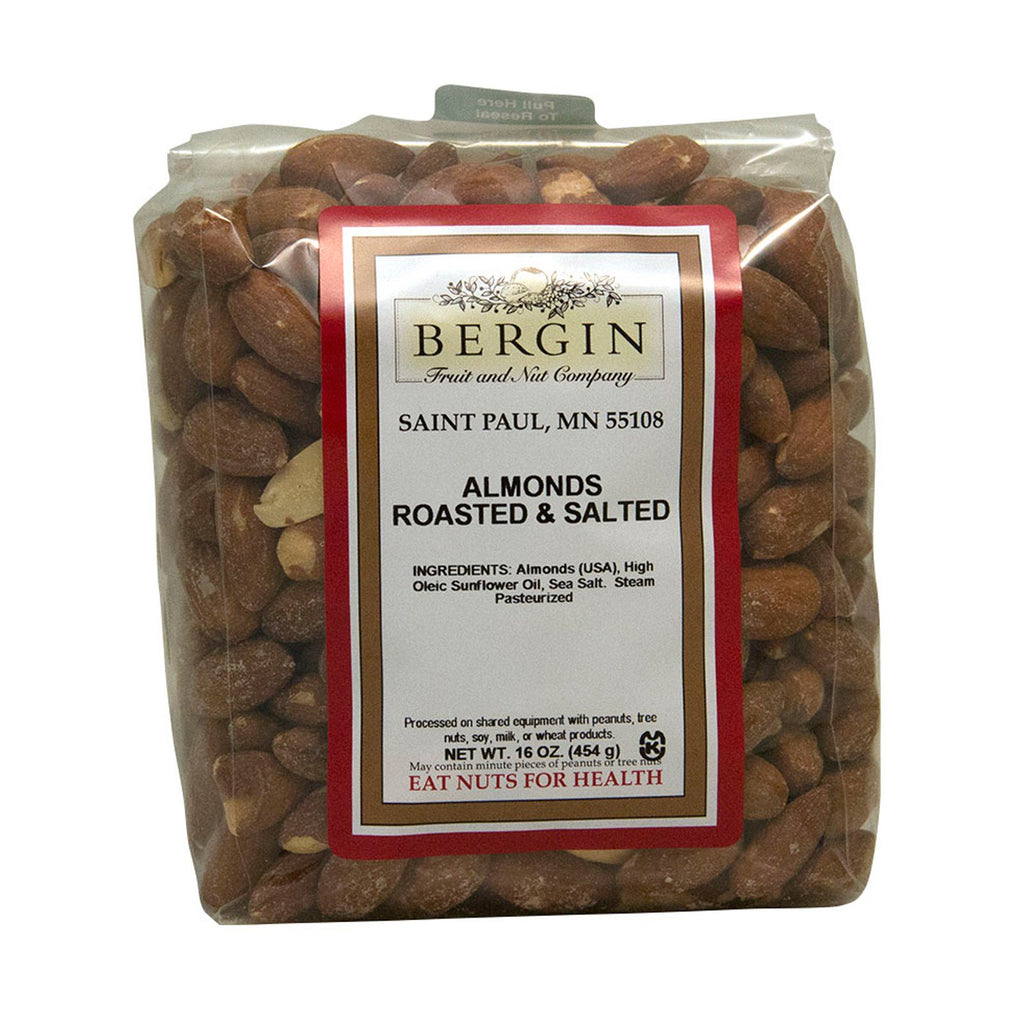 Bergin Fruit and Nut Company, mandler ristet og saltet, 16 oz (454 g)