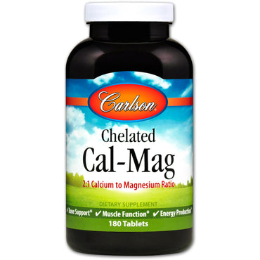 Carlson labs, chelateret cal-mag, 180 tabletter