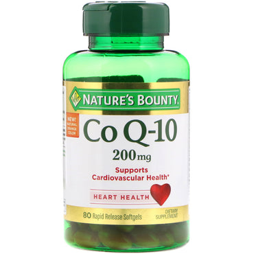 Nature's Bounty, Co Q-10, 200 mg, 80 cápsulas gelatinosas de liberação rápida