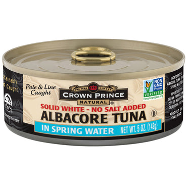 Kronprins naturlig, albacore tonfisk, fast vit - inget salt tillsatt, i källvatten, 5 oz (142 g)