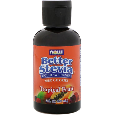 Now Foods, Edulcorante líquido Better Stevia, frutas tropicales, 2 fl oz (60 ml)