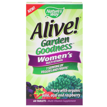 Nature's Way, Alive!, Garden Goodness, multivitamina para mujeres, 60 tabletas