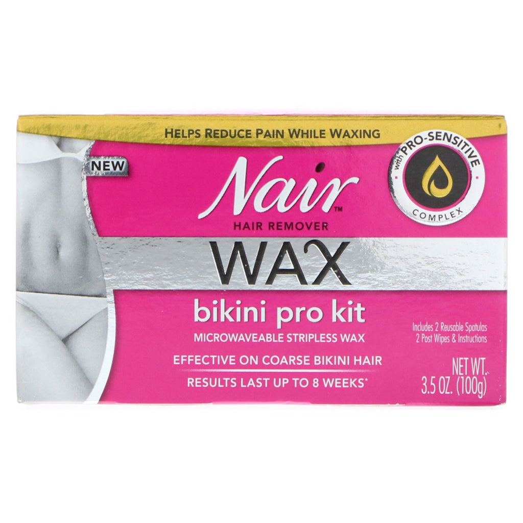 Nair , Środek do usuwania włosów, Zestaw do woskowania bikini Pro, 3,5 uncji (100 g)