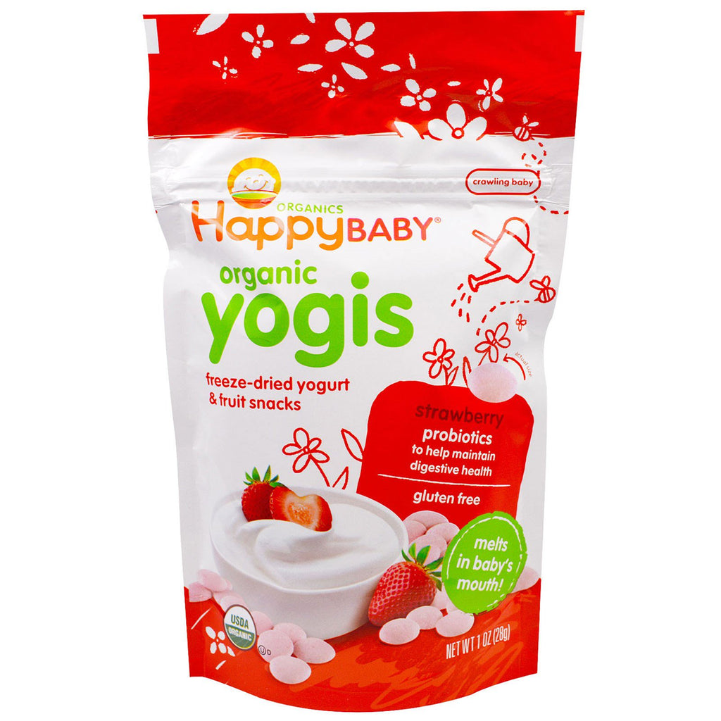 Nurture Inc. (Happy Baby) Yogis Frystorkad Yoghurt & Frukt Snacks Jordgubbar 1 oz (28 g)