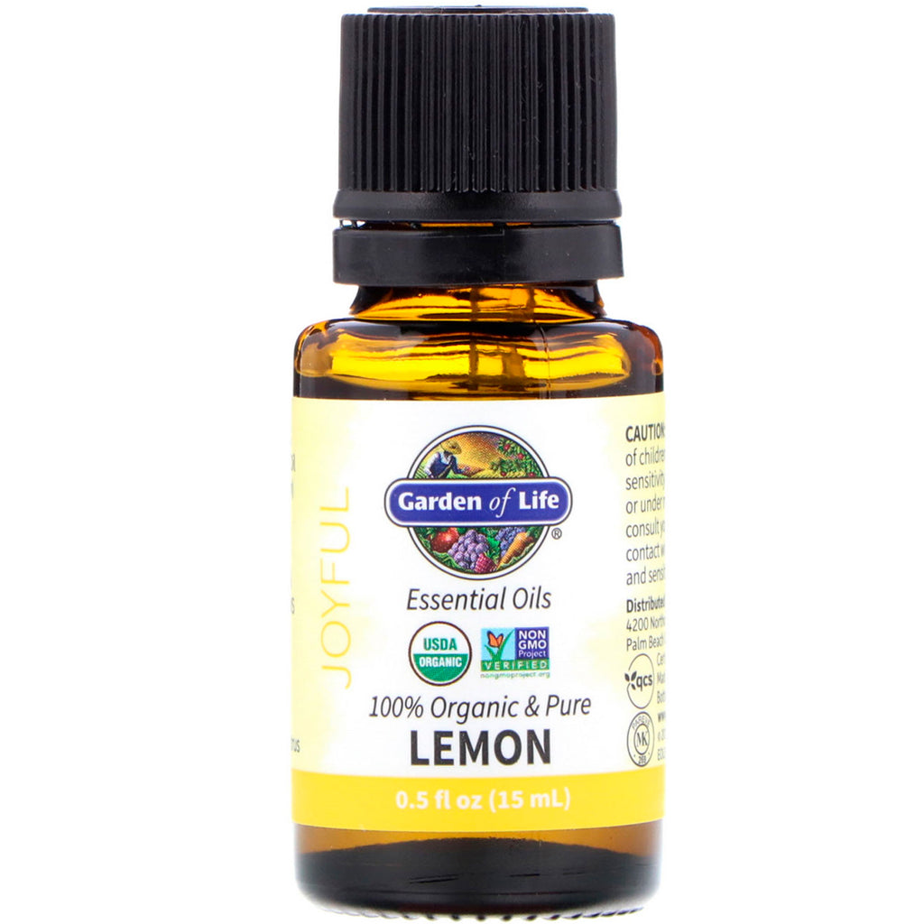 Garden of Life, 100%  & Pure, Essential Oils, Joyful, Lemon, 0.5 fl oz (15 ml)