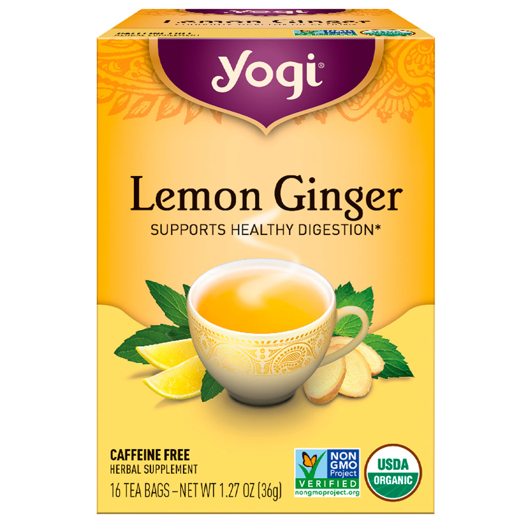 Herbata Yogi, imbir cytrynowy, bez kofeiny, 16 torebek herbaty, 1,27 oz (36 g)